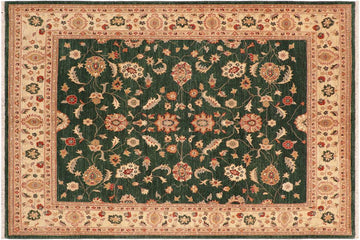 handmade Traditional Kafkaz Chobi Ziegler Green Beige Hand Knotted RECTANGLE 100% WOOL area rug 8 x 10